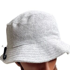 Unisex NWOT Terry Cloth Bucket Hat Light Grey Lined Size L/XL